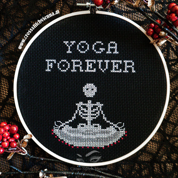 Yoga Forever Cross-Stitch - Finished and Framed