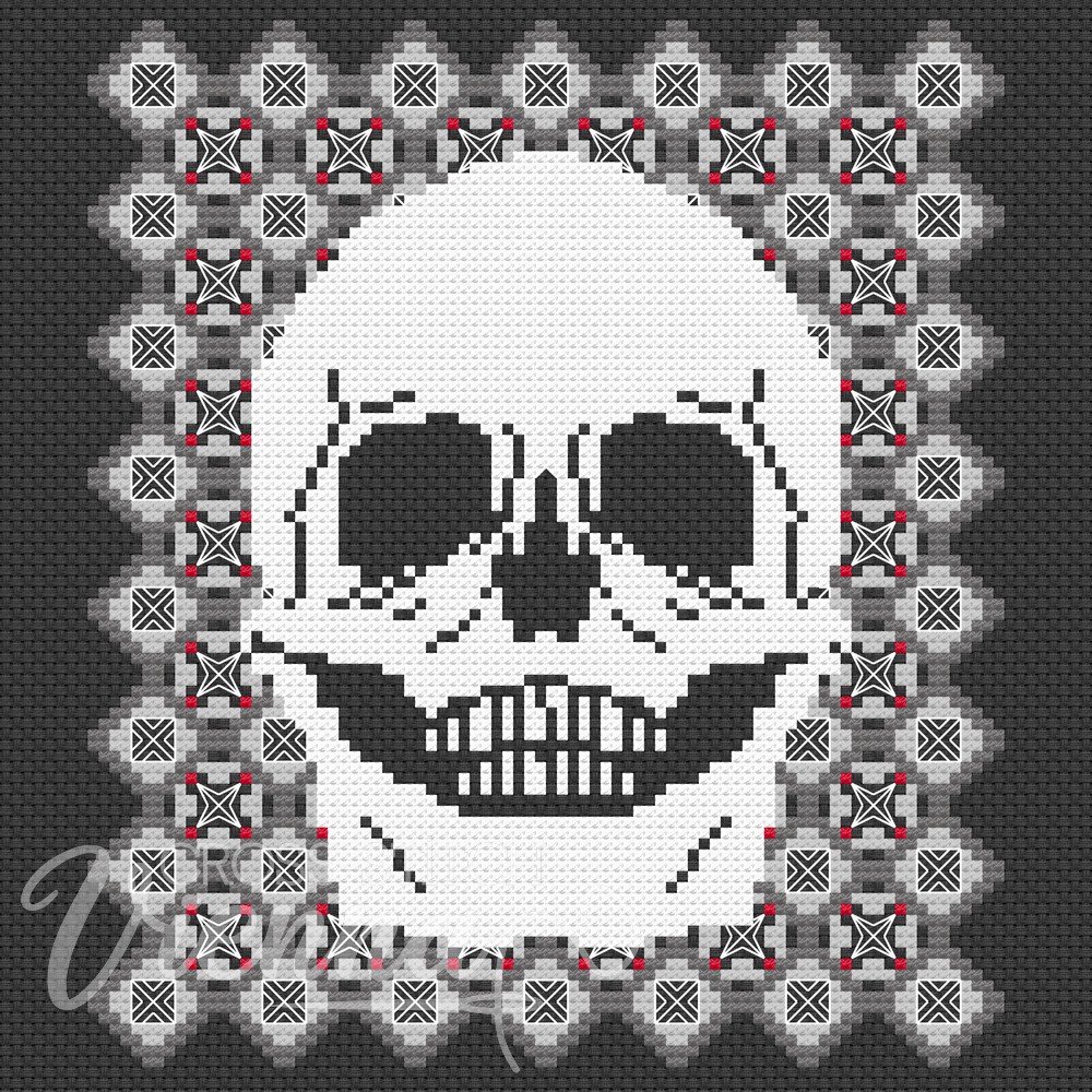 Skull 2 – Free Counted Cross-Stitch Pattern by Cross-Stitch Vienna