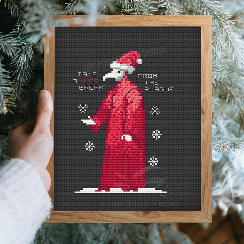 Take a Christmas Break Plague – Doctor Cross-Stitch Pattern Digital PDF in Colour and B&W