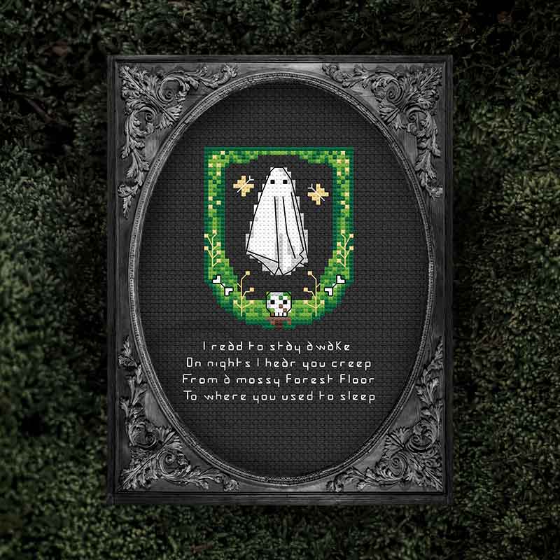 Mossy Grave – Spring Ghost Cross-Stitch Pattern | Members Only